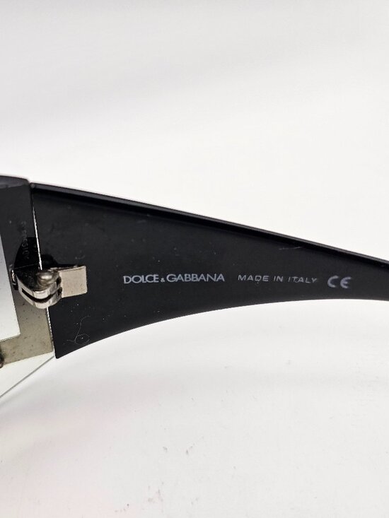 Dolce & Gabbana DG893‑S Vintage Jeweled Shield Sunglasses, Black/Gray, Early 2Ks main image 9